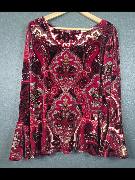 Chico's Tops - Chico's Velvet Paisley Bell Sleeve Blouse / Tunic Top Size 3 (XL)